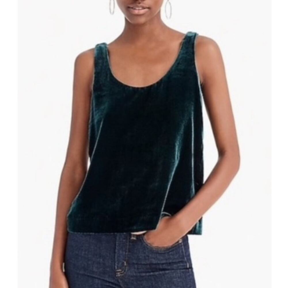J. Crew Womens Emerald Green Velvet Whimsygoth Sleeveless Tank Top Size 2